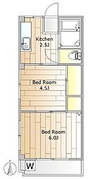 東急池上線 荏原中延駅 徒歩3分の賃貸マンション 3階2Kの間取り