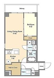 アルファコート下赤塚 1階1LDKの間取り