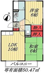 東京メトロ東西線 妙典駅 徒歩9分の賃貸アパート 2階2LDKの間取り