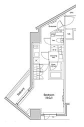 ザ・パークハビオ荏原中延プレイス 2階1Kの間取り