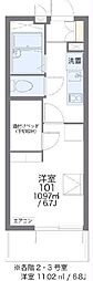 レオパレス椎の実3 1Kの間取図画像