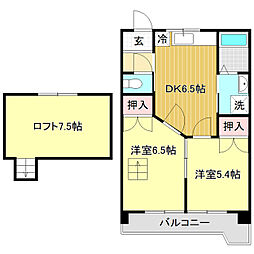 コーポ西村2 2DKの間取図画像