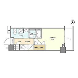 東急目黒線 西小山駅 徒歩8分の賃貸マンション 5階1Kの間取り