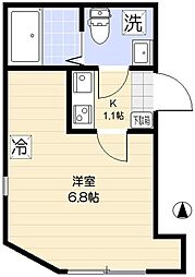 ユニヴェール西新井 1階1Kの間取り