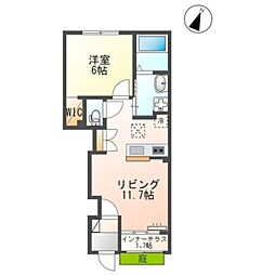 パーチェ 1階1LDKの間取り