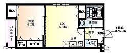 フジパレス園田2番館 1LDKの間取図画像