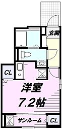 インハーリット 1Kの間取図画像