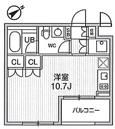 大田西馬込レジデンス 2階ワンルームの間取り