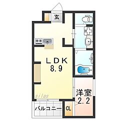 エヌエム・キャトフ・ヴァン・ディズヌフ 1LDKの間取図画像