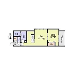 Casa Forestale-A 1LDKの間取図画像