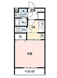 京王相模原線 京王堀之内駅 徒歩20分の賃貸マンション 1階1Kの間取り