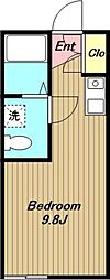ラポールテラス ワンルームの間取図画像
