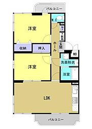 コーポ・南風 3階2LDKの間取り