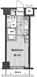 グランド・ガーラ高輪 1Kの間取図画像