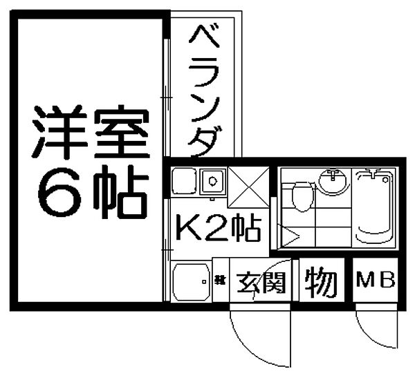 シャトーＨＡＭＡＤＡ ｜大阪府枚方市北山１丁目(賃貸マンション1K・3階・20.00㎡)の写真 その2