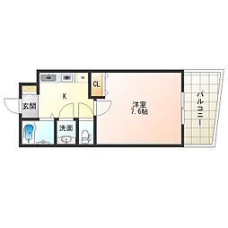 JR東西線 海老江駅 徒歩1分の賃貸マンション 7階1Kの間取り