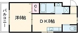 シティーコート堺東 1DKの間取図画像