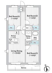 コートブリーズ船橋中山 1階3LDKの間取り