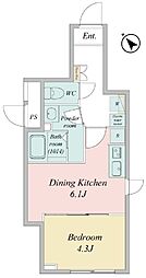 ライブフラット門前仲町 1階1DKの間取り