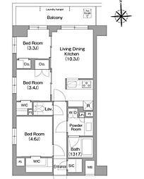 コンフォリア・リヴ大森西 3階3LDKの間取り