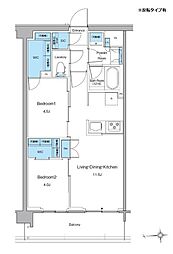 新宿区高田馬場3丁目マンション 2LDKの間取図画像
