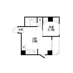 AKKレジデンス新宿 1LDKの間取図画像