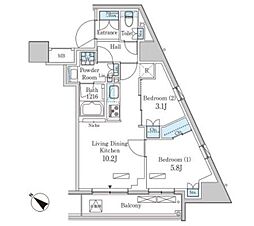 パークアクシス池袋パークフロント 2LDKの間取図画像