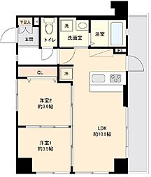 ワンルーフフラット西早稲田 5階2LDKの間取り