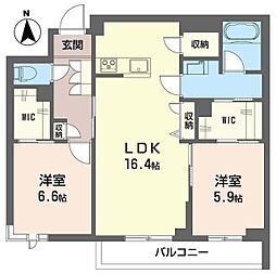 チップ 1階2LDKの間取り