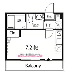 ハーミットクラブハウス東急元住吉 3階ワンルームの間取り