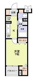 メゾンドルノン 1Kの間取図画像