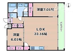 プレジオ東三国 2LDKの間取図画像