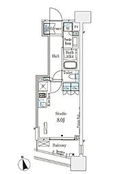パークナードフィット南青山Vista ワンルームの間取図画像