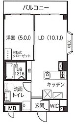 ユタカマンション 1LDKの間取図画像