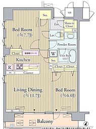 プライムアーバン東中野コート 2LDKの間取図画像