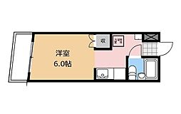 矢部コーポフロンティア ワンルームの間取図画像
