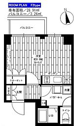 京急本線 大森町駅 徒歩9分の賃貸マンション 1階ワンルームの間取り