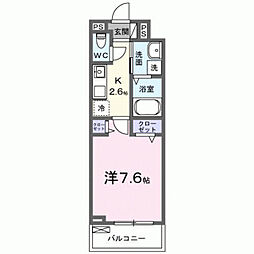 吉川市大字中曽根アパート 1Kの間取図画像