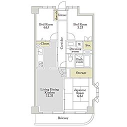 JR京浜東北・根岸線 鶴見駅 バス7分 三ツ池道下車 徒歩11分の賃貸マンション 2階3LDKの間取り
