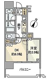 プラウドシティ武蔵浦和ステーションアリーナ 1DKの間取図画像