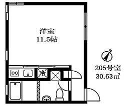 DeuxCubes 2階ワンルームの間取り