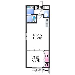 フジパレス和歌山木広サウス 1LDKの間取図画像
