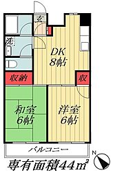 東京メトロ東西線 南行徳駅 徒歩6分の賃貸マンション 2階2DKの間取り