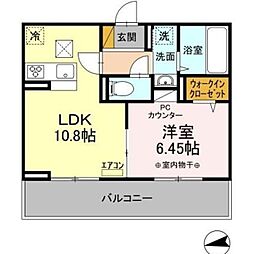 メゾンベース A 1階1LDKの間取り