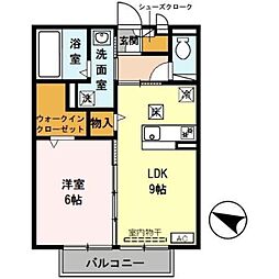 フェリーチェ小雑賀　Ｂ棟 1階1LDKの間取り