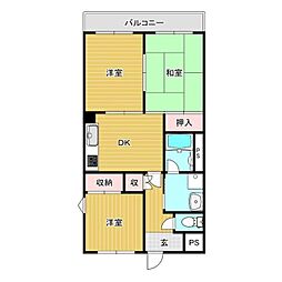 南海線 紀ノ川駅 徒歩16分の賃貸マンション 1階3DKの間取り