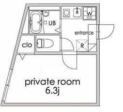 ville三宿 2階1Kの間取り