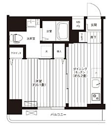 リーノ新宿若松町 4階1DKの間取り