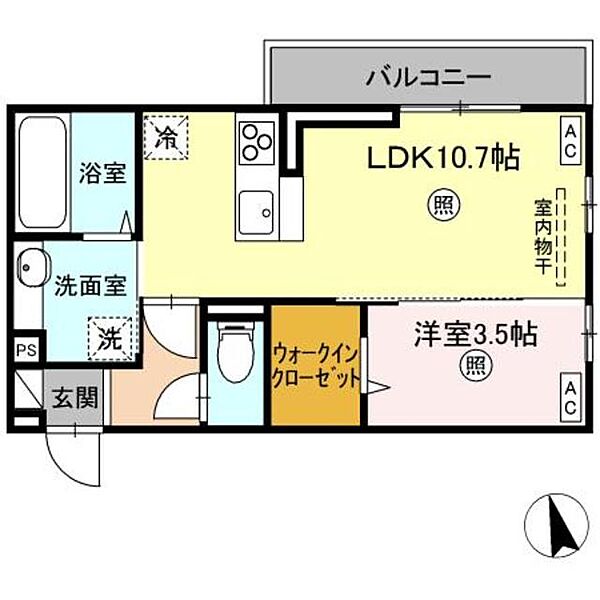 オラシオン　B棟 303｜香川県高松市紙町(賃貸アパート1LDK・3階・37.68㎡)の写真 その2