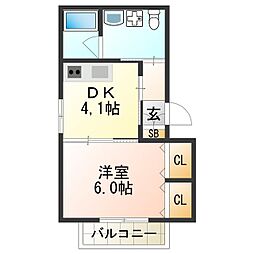 エスカーサ大阪阿倍野パークビュー 1DKの間取図画像